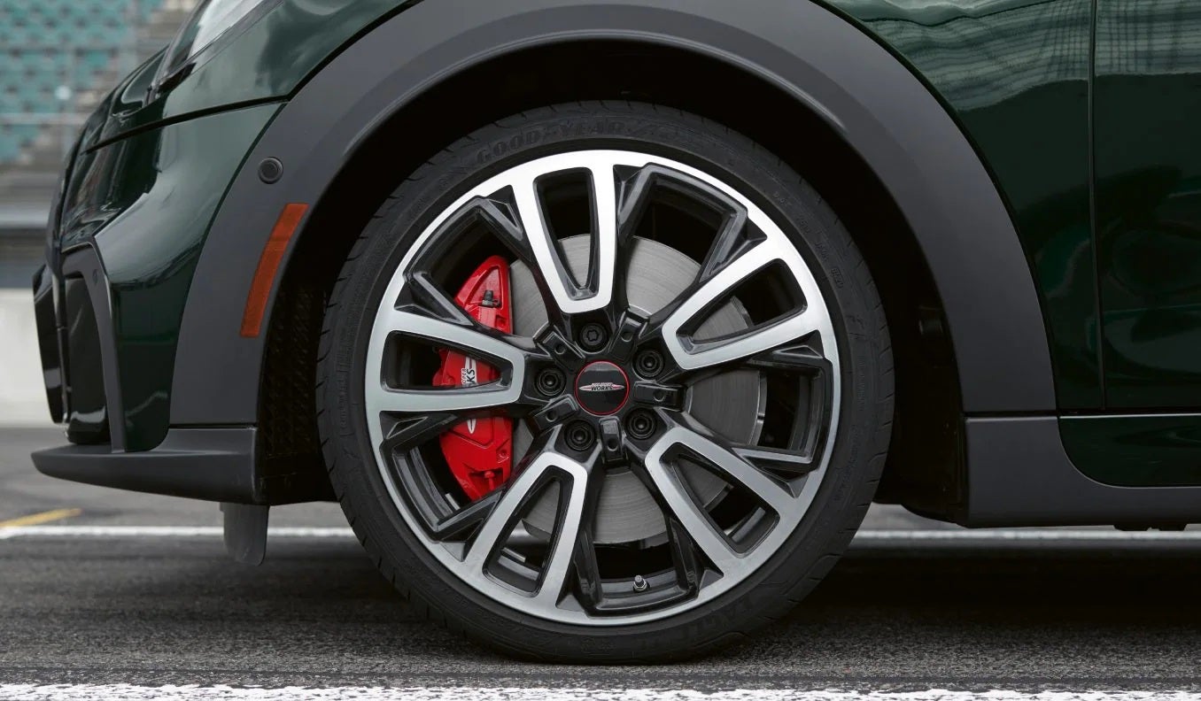 A closeup of one of the JCW wheels. | MINI of Montgomery County in Gaithersburg MD